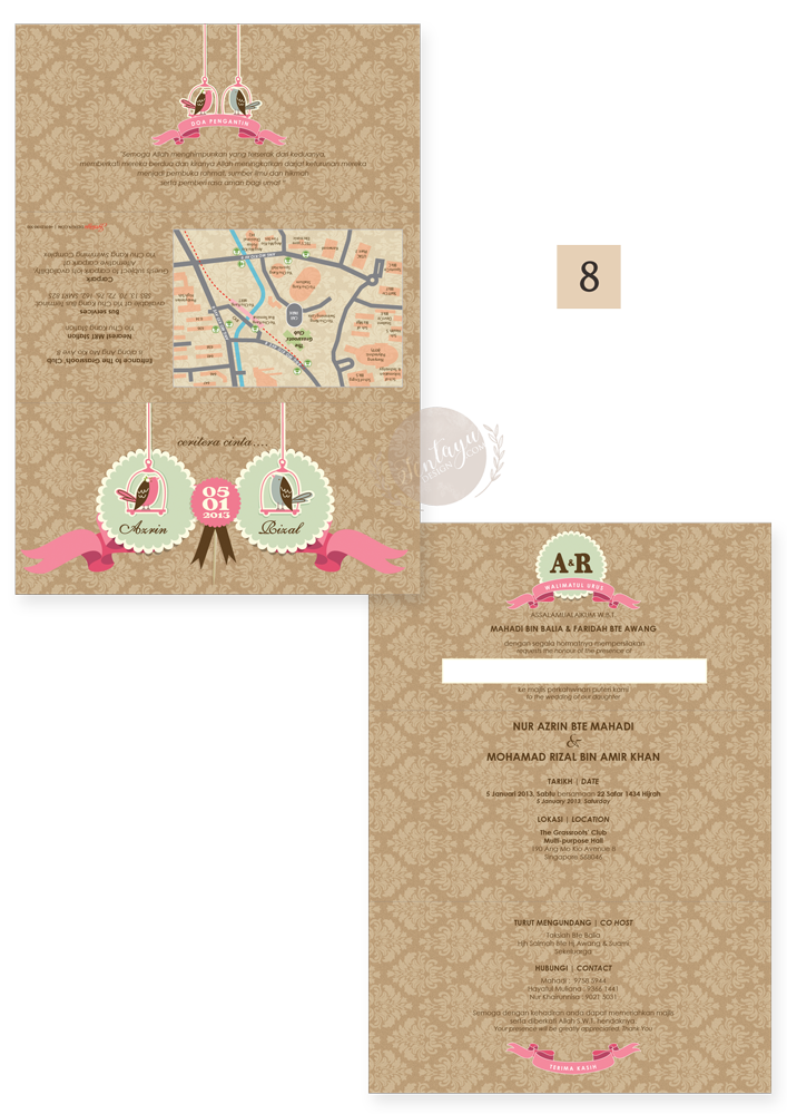 jentayu design kad kahwin warna penuh berlipat full colour color folded wedding cards DL 4x8